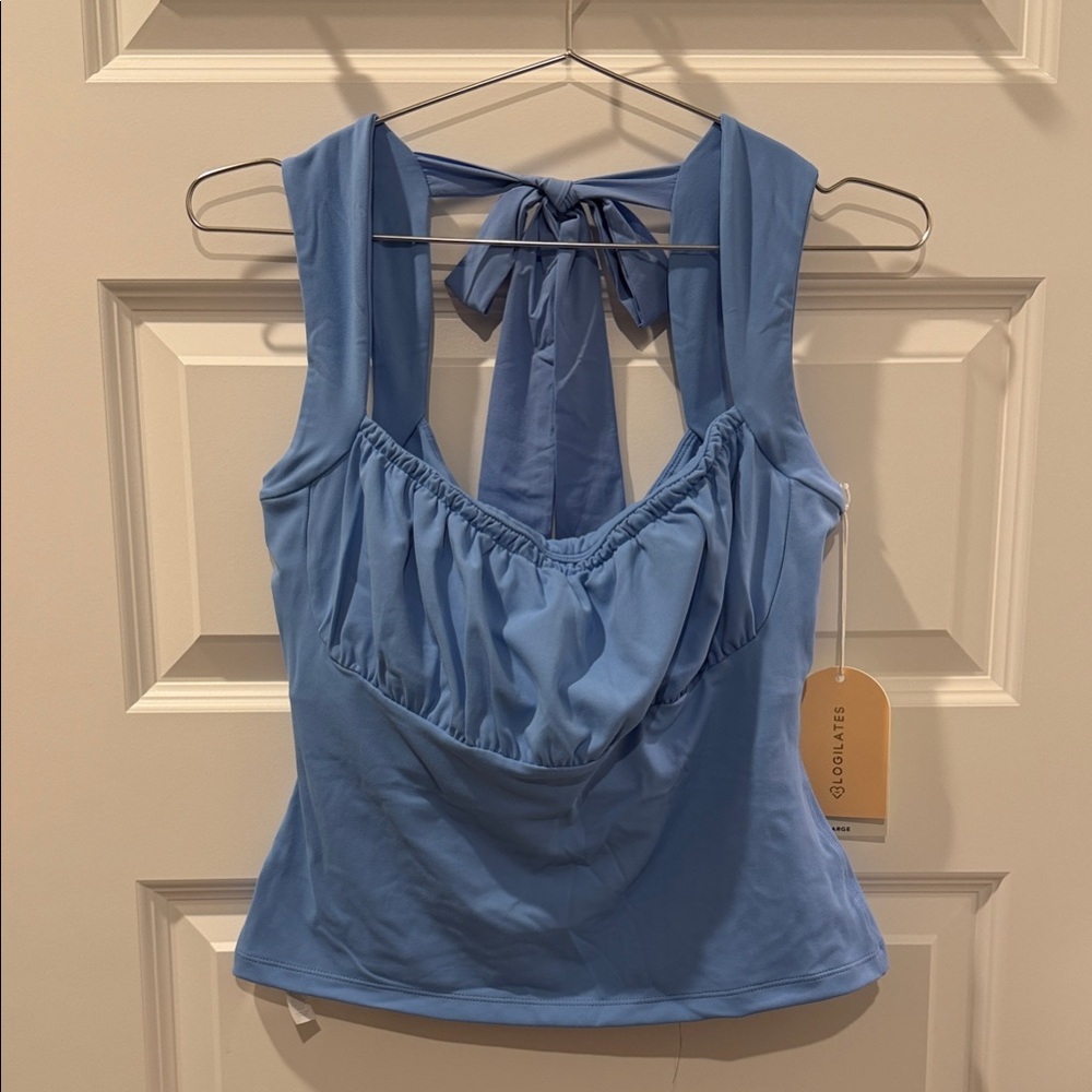Blue Sleeveless Top with Bow Detail by Blogilates